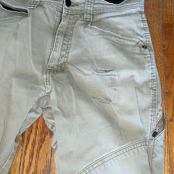 All-Terrain Gear Wrangler gray straight distressed frayed hem denim mens jeans - Picture 5 of 16